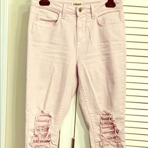 L’Agence Distressed Pink Jeans